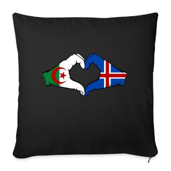 Algérie Islande Drapeau Mains Coeur Forme - Housse de coussin décorative 45 x 45 cm - noir - Devant