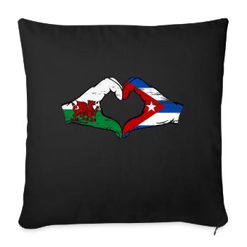 Pays de Galles Cuba Drapeau Mains Coeur Forme Utilisé - Housse de coussin décorative 45 x 45 cm - noir - Devant