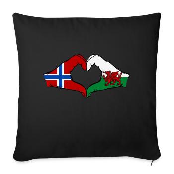 Norway Wales Flag Hands Heart Shape - Sofa pillowcase 17,3'' x 17,3'' (45 x 45 cm) - black - Front