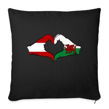 Austria Wales Flag Hands Heart Shape - Sofa pillowcase 17,3'' x 17,3'' (45 x 45 cm) - black - Front