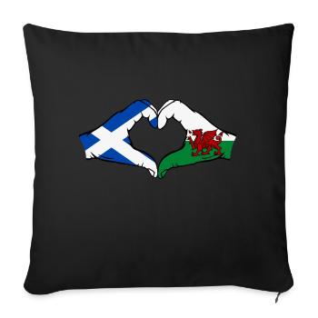 Ecosse Pays de Galles Drapeau Mains Coeur Forme - Housse de coussin décorative 45 x 45 cm - noir - Devant