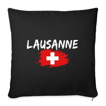 Lausanne Schweiz Flagge - Sofakissenbezug 45 x 45 cm - Schwarz - Vorne