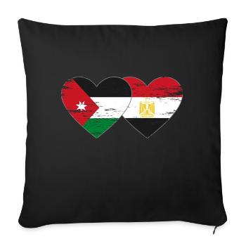Jordanie Égypte Drapeau Coeur Utilisé - Housse de coussin décorative 45 x 45 cm - noir - Devant