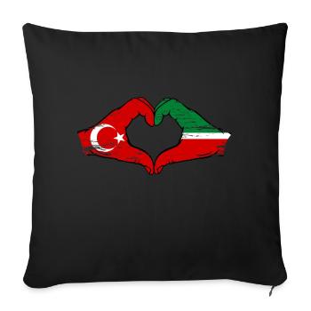 Turkey Tatarstan flag hands heart shape used - Sofa pillowcase 17,3'' x 17,3'' (45 x 45 cm) - black - Front
