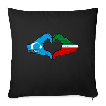 Uyghur Tatarstan flag hands heart shape used - Sofa pillowcase 17,3'' x 17,3'' (45 x 45 cm) - black - Front