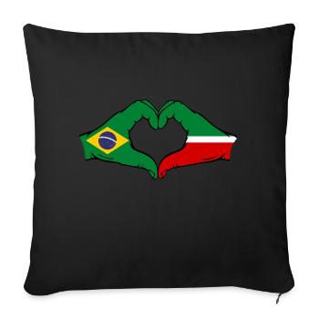 Brazil Tatarstan Flag Hands Heart Shape - Sofa pillowcase 17,3'' x 17,3'' (45 x 45 cm) - black - Front