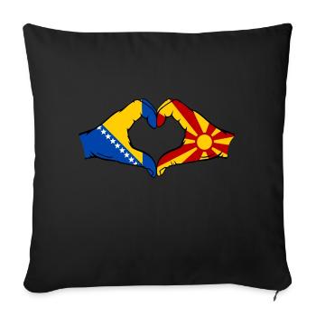 Bosnia Macedonia Flag Hands Heart Shape - Sofa pillowcase 17,3'' x 17,3'' (45 x 45 cm) - black - Front