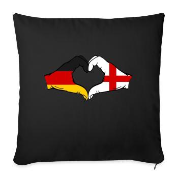 Deutschland England Flagge Haende Herzform - Sofakissenbezug 45 x 45 cm - Schwarz - Vorne