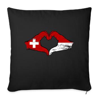 Suisse Monaco Drapeau Aiguilles Coeur Utilisé - Housse de coussin décorative 45 x 45 cm - noir - Devant