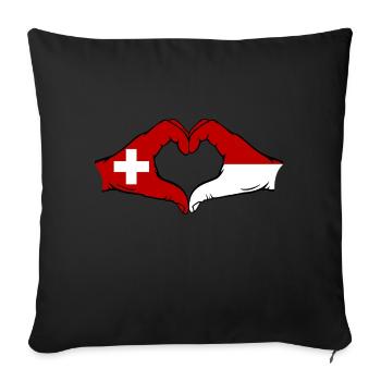 Switzerland Indonesia Flag Hands Heart Shape - Sofa pillowcase 17,3'' x 17,3'' (45 x 45 cm) - black - Front