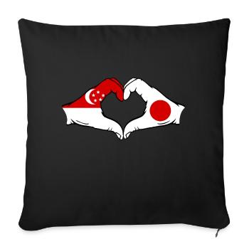 Singapore Japan Flag Hands Heart Shape - Sofa pillowcase 17,3'' x 17,3'' (45 x 45 cm) - black - Front