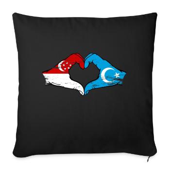 Singapore Uyghur flag hands heart shape used - Sofa pillowcase 17,3'' x 17,3'' (45 x 45 cm) - black - Front