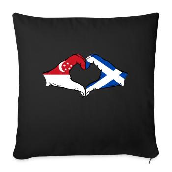 Singapore Scotland Flag Hands Heart Shape - Sofa pillowcase 17,3'' x 17,3'' (45 x 45 cm) - black - Front