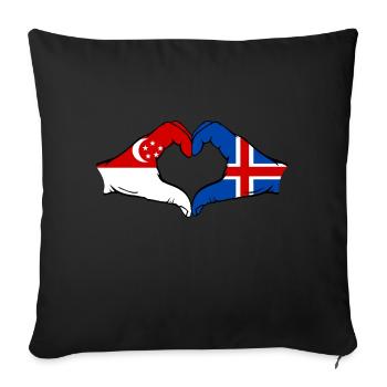 Singapour Islande Drapeau Mains Forme Coeur - Housse de coussin décorative 45 x 45 cm - noir - Devant