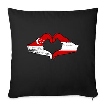 Singapore Austria Flag Hands Heart Shape Used - Sofa pillowcase 17,3'' x 17,3'' (45 x 45 cm) - black - Front