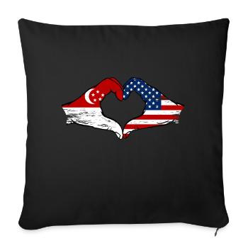 Singapore USA Flag Hands Heart Shape Used - Sofa pillowcase 17,3'' x 17,3'' (45 x 45 cm) - black - Front