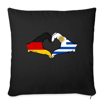 Germany Uruguay Flag Hands Heart Shape - Sofa pillowcase 17,3'' x 17,3'' (45 x 45 cm) - black - Front