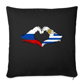 Russia Uruguay Flag Hands Heart Shape Used - Sofa pillowcase 17,3'' x 17,3'' (45 x 45 cm) - black - Front