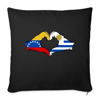 Venezuela Uruguay Flag Hands Heart Shape - Sofa pillowcase 17,3'' x 17,3'' (45 x 45 cm) - black - Front