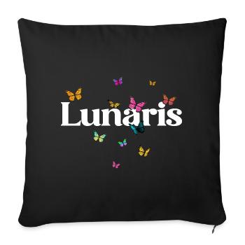 Beautiful girl's name LUNARIS with butterflies - Sofa pillowcase 17,3'' x 17,3'' (45 x 45 cm) - black - Front