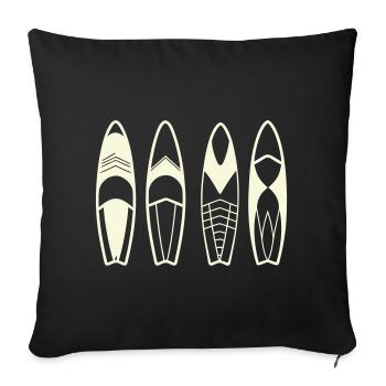 Minimalistische abstrakte Surfbretter - Sofakissenbezug 45 x 45 cm - Schwarz - Vorne