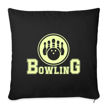Design de bowling rétro en vert fluo - Housse de coussin décorative 45 x 45 cm - noir - Devant