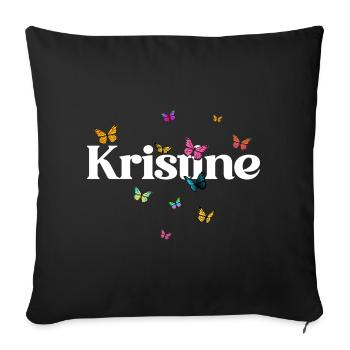 Beau prénom de fille avec des papillons KRISTINE - Housse de coussin décorative 45 x 45 cm - noir - Devant