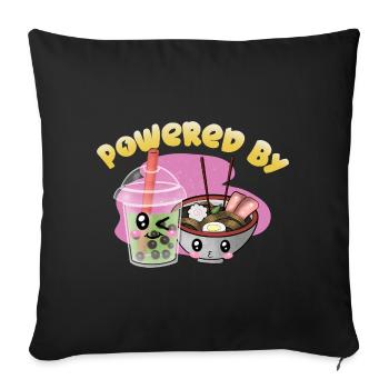 powered by Ramen - Sofa pillowcase 17,3'' x 17,3'' (45 x 45 cm) - black - Front