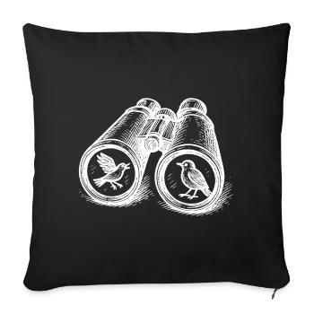 Birdwatching Binocular Vintage Sketch - Sofa pillowcase 17,3'' x 17,3'' (45 x 45 cm) - black - Front