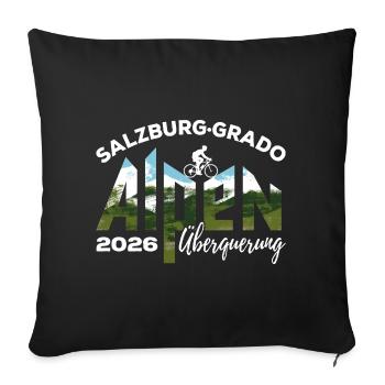 Crossing the Alps 2026 Salzburg Grado Bike - Sofa pillowcase 17,3'' x 17,3'' (45 x 45 cm) - black - Front