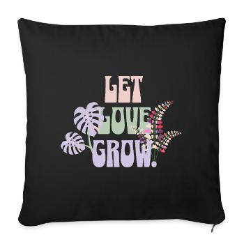 Let Love Grow – Botanical Retro Design - Sofa pillowcase 17,3'' x 17,3'' (45 x 45 cm) - black - Front