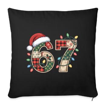 Lustige Xmas Zahl 67 mit Lichterkette - Sofakissenbezug 45 x 45 cm - Schwarz - Vorne