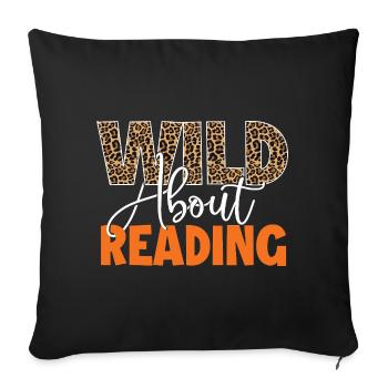 Wild About Reading Jungle Animal Book Lover Gift - Sofa pillowcase 17,3'' x 17,3'' (45 x 45 cm) - black - Front