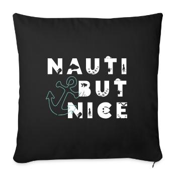 Nauti mais gentil – Cadeau de jeux de mots à la voile - Housse de coussin décorative 45 x 45 cm - noir - Devant