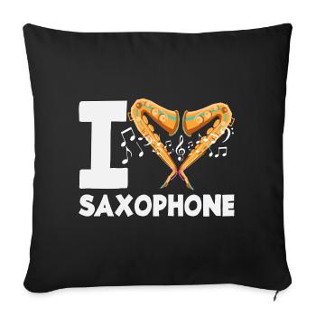 I love saxophone saxophonist - Sofa pillowcase 17,3'' x 17,3'' (45 x 45 cm) - black - Front