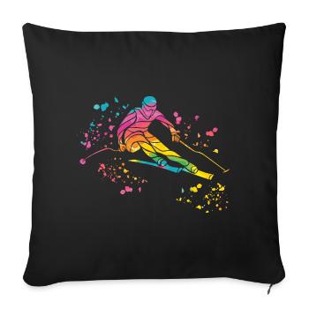 Ski alpin Sports d’hiver Ski nordique - Housse de coussin décorative 45 x 45 cm - noir - Devant