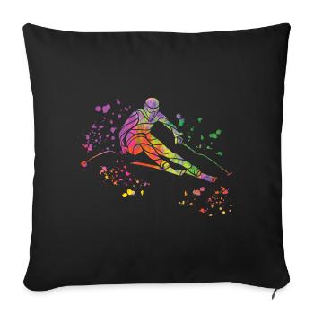 Alpine skiing Winter sports Nordic skiing - Sofa pillowcase 17,3'' x 17,3'' (45 x 45 cm) - black - Front