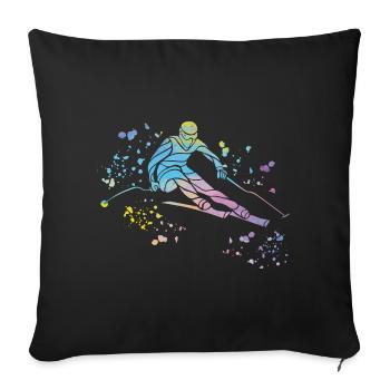 Alpine skiing Winter sports Nordic skiing - Sofa pillowcase 17,3'' x 17,3'' (45 x 45 cm) - black - Front