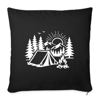 Camp nature sous tente - Housse de coussin décorative 45 x 45 cm - noir - Devant