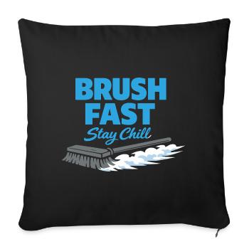 Curling, balayage drôle, cardio dur avec balai - Housse de coussin décorative 45 x 45 cm - noir - Devant