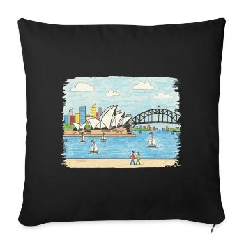 Esquisses du pont du port à l’Opéra de Sydney - Housse de coussin décorative 45 x 45 cm - noir - Devant