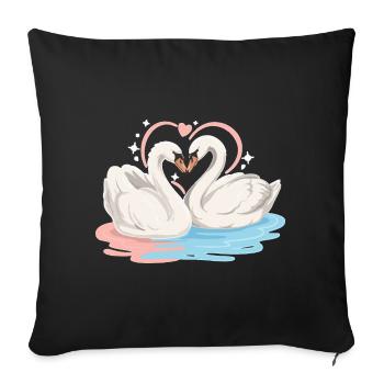 Cœur de cygne dans l’eau - Housse de coussin décorative 45 x 45 cm - noir - Devant