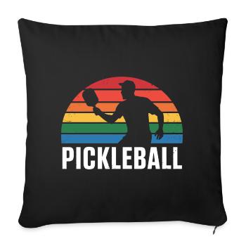 Silhouette du coucher de Pickleball - Housse de coussin décorative 45 x 45 cm - noir - Devant