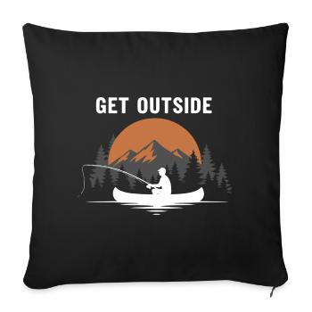 Pêche Rivière Canoë Get Outside - Housse de coussin décorative 45 x 45 cm - noir - Devant