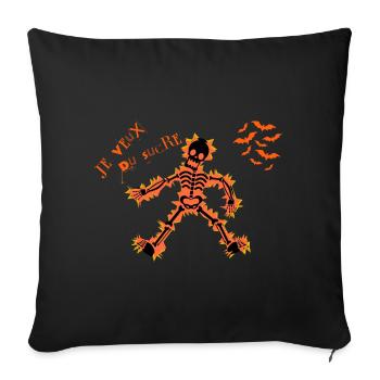 Je veux du sucre – squelette Halloween drôe - Housse de coussin décorative 45 x 45 cm - noir - Devant