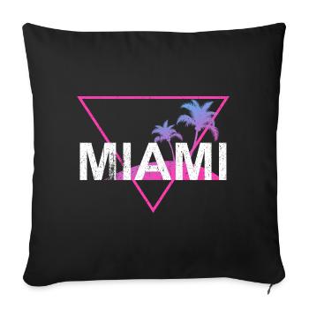 Miami Neon Palm Trees Retro - Sofa pillowcase 17,3'' x 17,3'' (45 x 45 cm) - black - Front