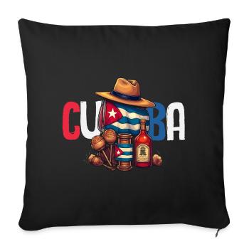 Cuba Pride & Home - Design du drapeau de Cuba - Housse de coussin décorative 45 x 45 cm - noir - Devant
