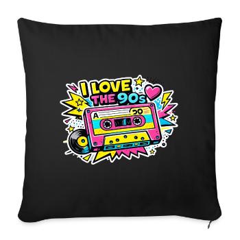 J’adore les cassettes des années 90 - Housse de coussin décorative 45 x 45 cm - noir - Devant