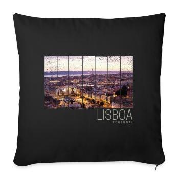Lisbon Portugal Sunset Skyline Souvenir - Sofa pillowcase 17,3'' x 17,3'' (45 x 45 cm) - black - Front
