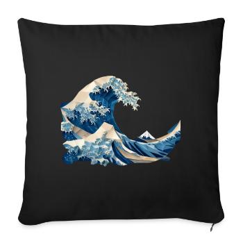 Hokusai Wave Japanese Origami Art Large Wave - Sofa pillowcase 17,3'' x 17,3'' (45 x 45 cm) - black - Front